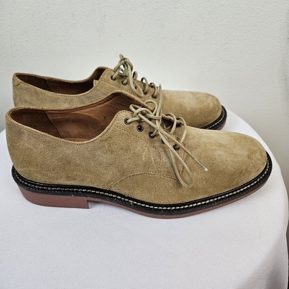 J. Crew Mens Kenton Suede Bucks 9 Cream Red Soles Oxford Shoes Lace Up - Picture 6 of 13